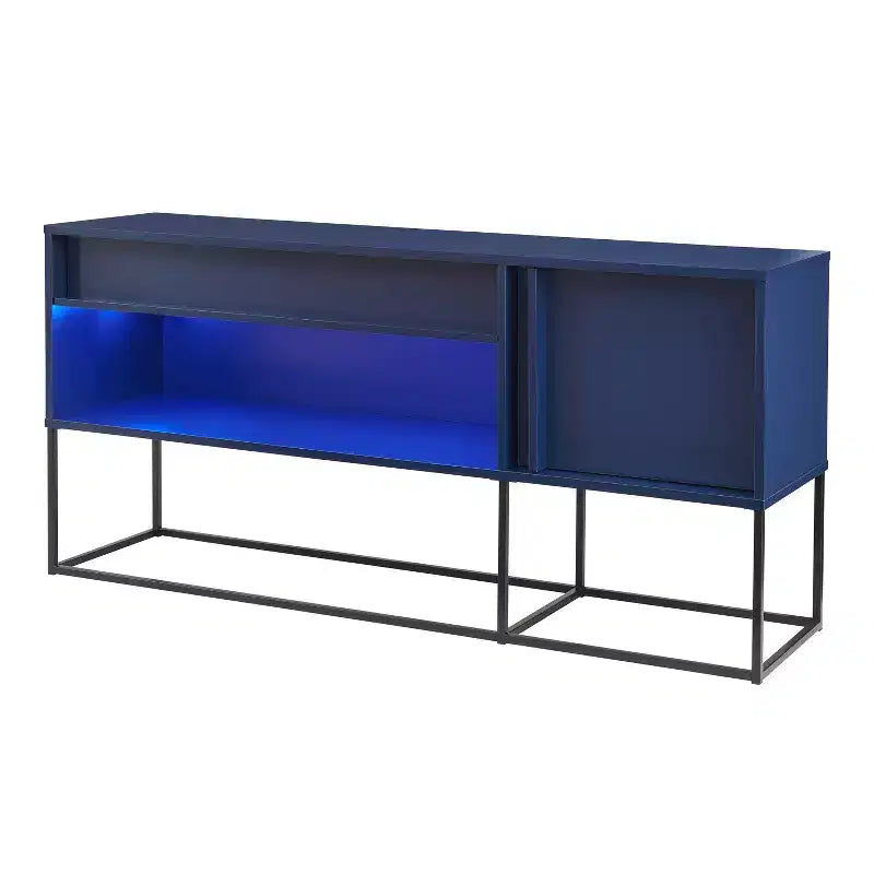 24/7 Shop At Home Tidehigh Modern 1 Drawer TV Stand for TVs up to 65 with Led Lights