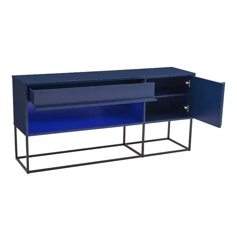 24/7 Shop At Home Tidehigh Modern 1 Drawer TV Stand for TVs up to 65 with Led Lights