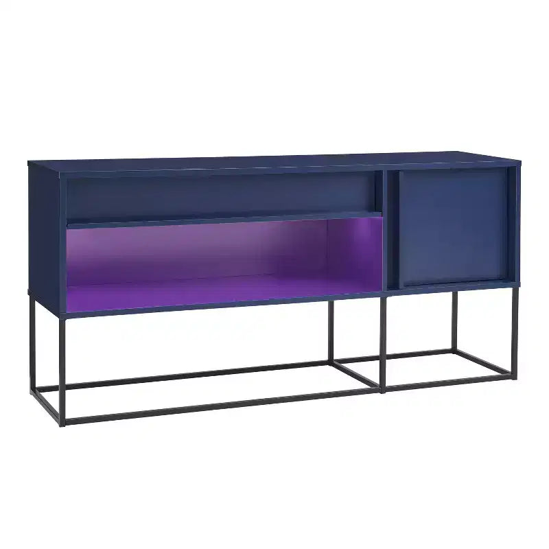 24/7 Shop At Home Tidehigh Modern 1 Drawer TV Stand for TVs up to 65 with Led Lights
