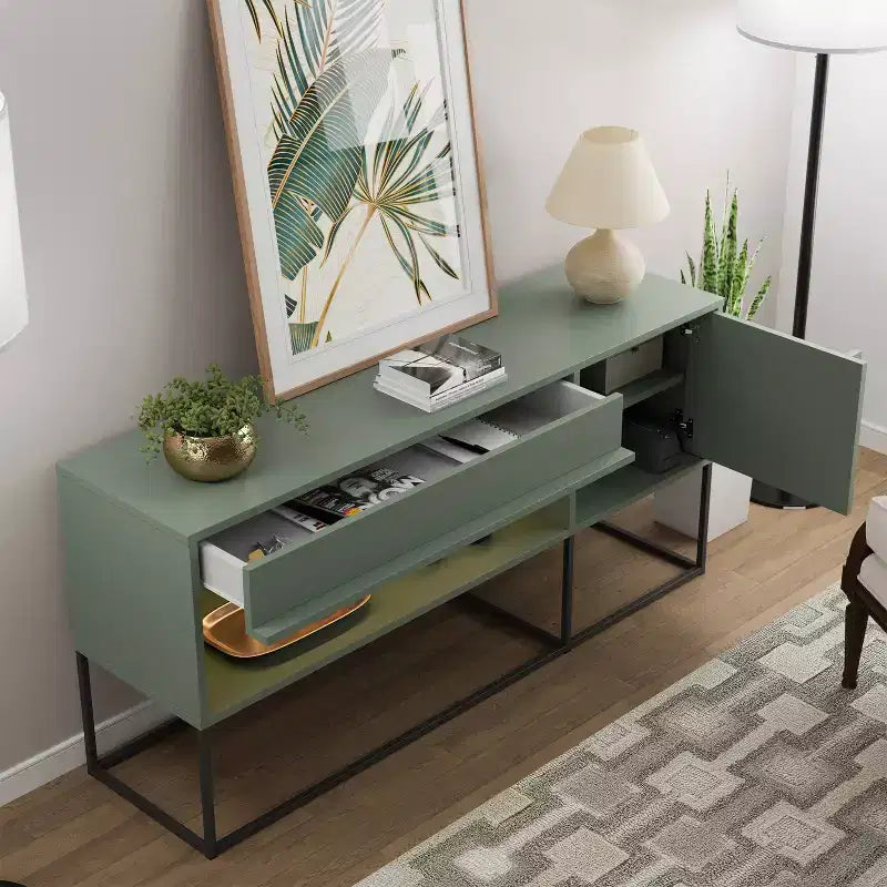 24/7 Shop At Home Tidehigh Modern 1 Drawer TV Stand for TVs up to 65 with Led Lights