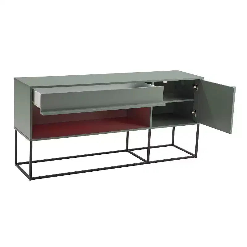 24/7 Shop At Home Tidehigh Modern 1 Drawer TV Stand for TVs up to 65 with Led Lights