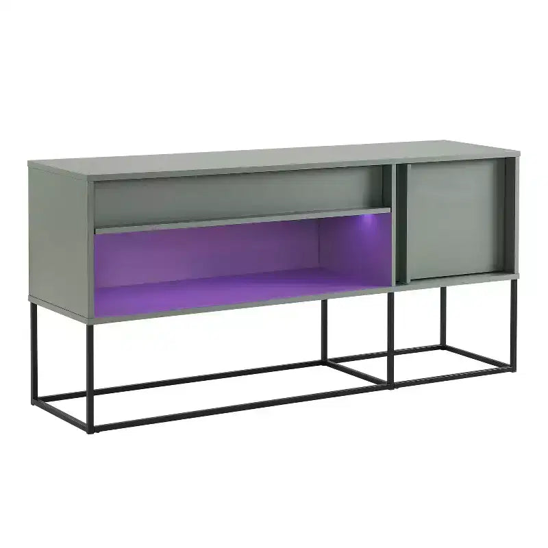 24/7 Shop At Home Tidehigh Modern 1 Drawer TV Stand for TVs up to 65 with Led Lights