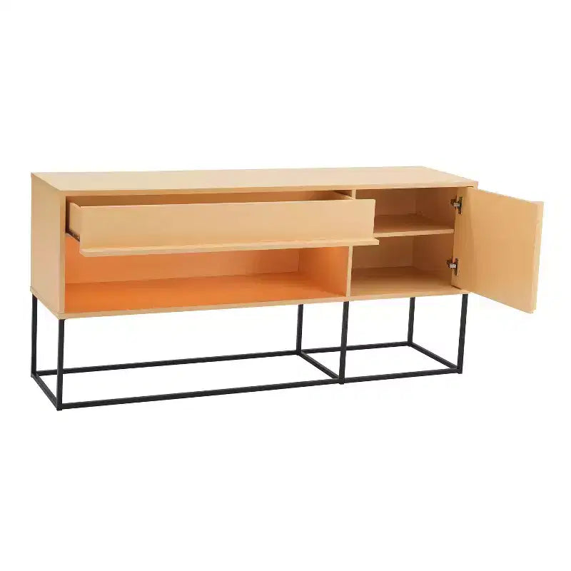 24/7 Shop At Home Tidehigh Modern 1 Drawer TV Stand for TVs up to 65 with Led Lights