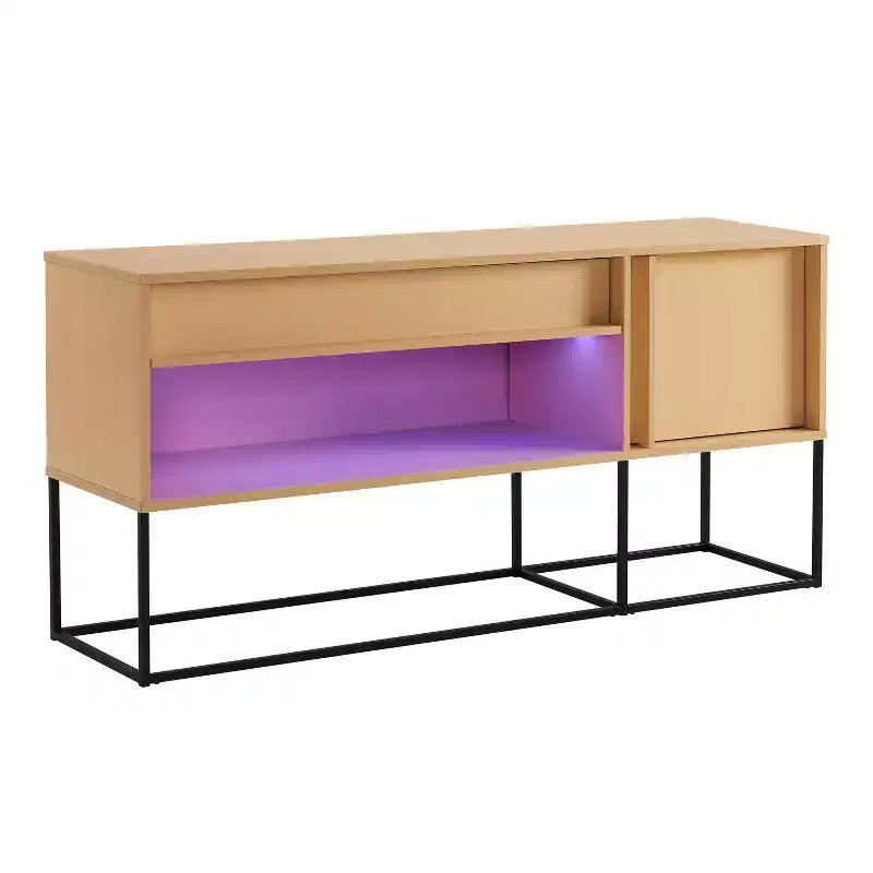 24/7 Shop At Home Tidehigh Modern 1 Drawer TV Stand for TVs up to 65 with Led Lights