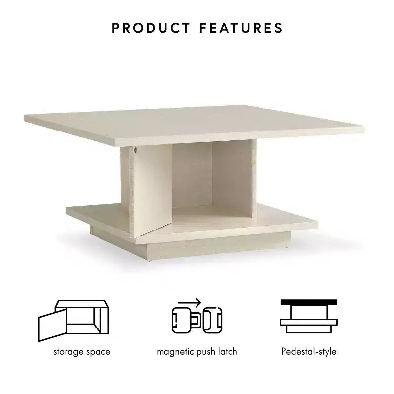 24/7 Shop At Home Traci 31 Contemporary Square Coffee Table with Hidden Storage