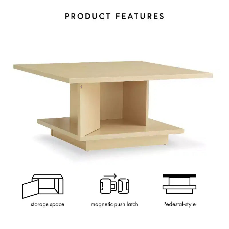 24/7 Shop At Home Traci 31 Contemporary Square Coffee Table with Hidden Storage