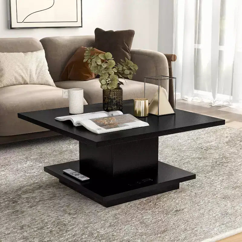 24/7 Shop At Home Traci 31 Contemporary Square Coffee Table with Hidden Storage