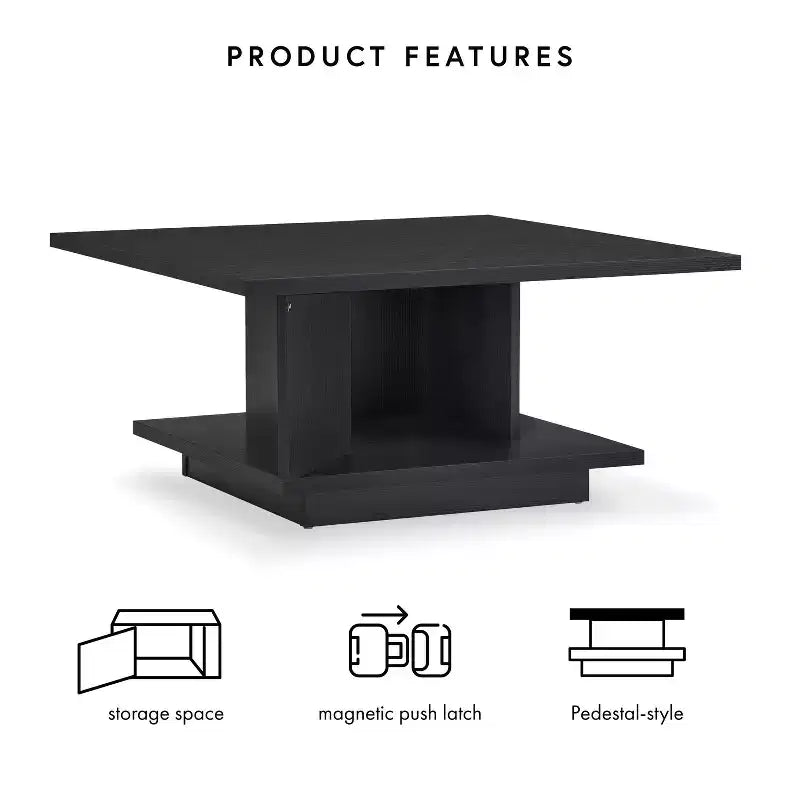 24/7 Shop At Home Traci 31 Contemporary Square Coffee Table with Hidden Storage