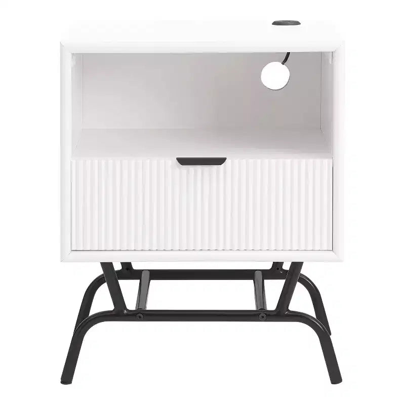 24/7 Shop At Home 18 Meadowgrove Table d'appoint moderne 1 tiroir avec ports USB et étagère