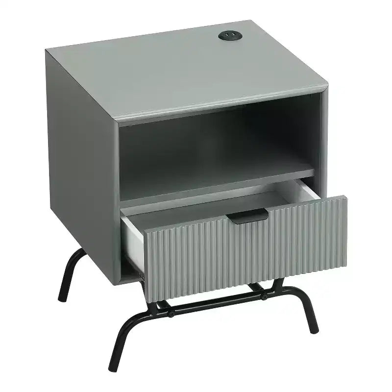 24/7 Shop At Home 18 Meadowgrove Table d'appoint moderne 1 tiroir avec ports USB et étagère