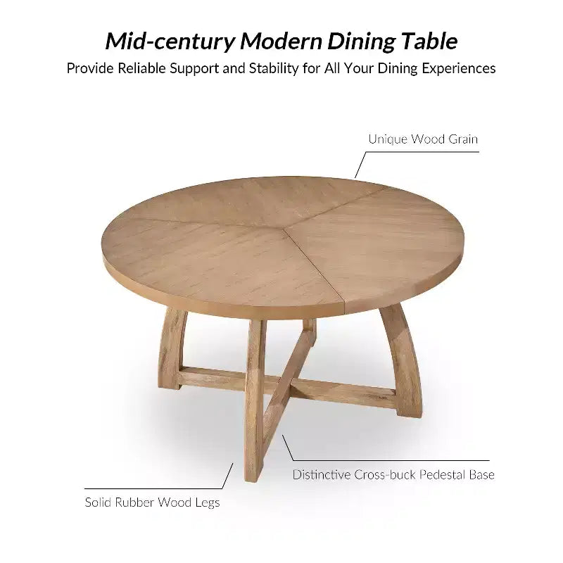 Nicola 54 Mid-century Modern Solid Wood Round Dining Table|HULALA HOME