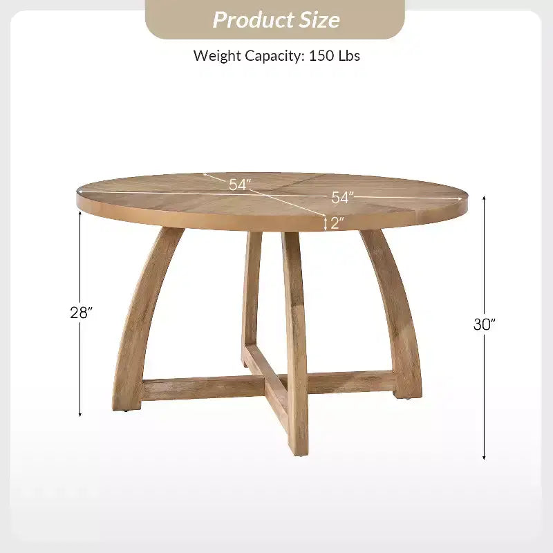 Nicola 54 Mid-century Modern Solid Wood Round Dining Table|HULALA HOME