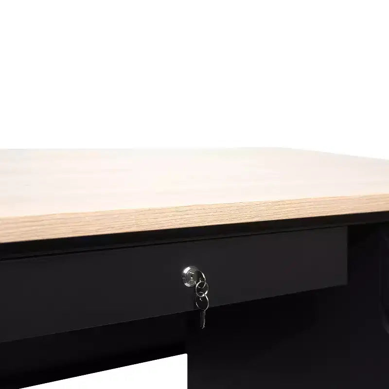 Flash Furniture Cambridge Commercial Grade Single Pedestal Desk with Locking Drawers and Metal Frame