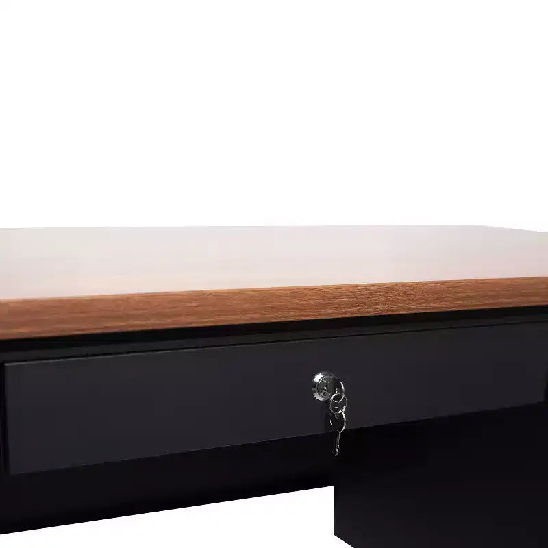 Flash Furniture Cambridge Commercial Grade Single Pedestal Desk with Locking Drawers and Metal Frame