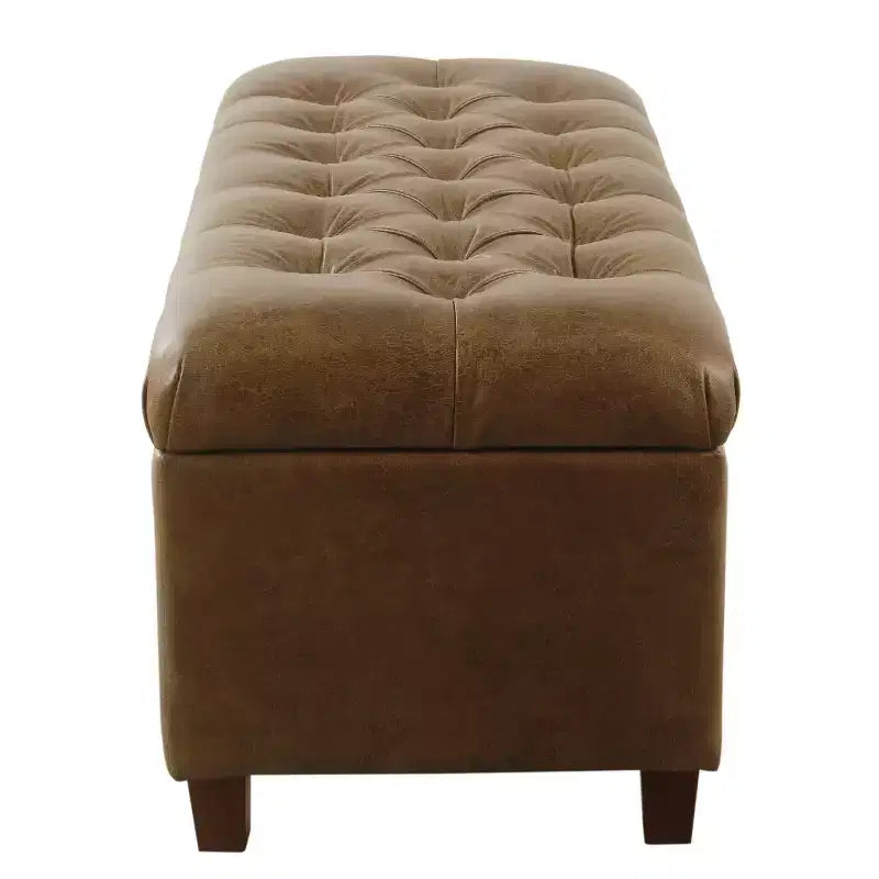 Ainsley Button Tufted Storage Bench Faux Leather - HomePop