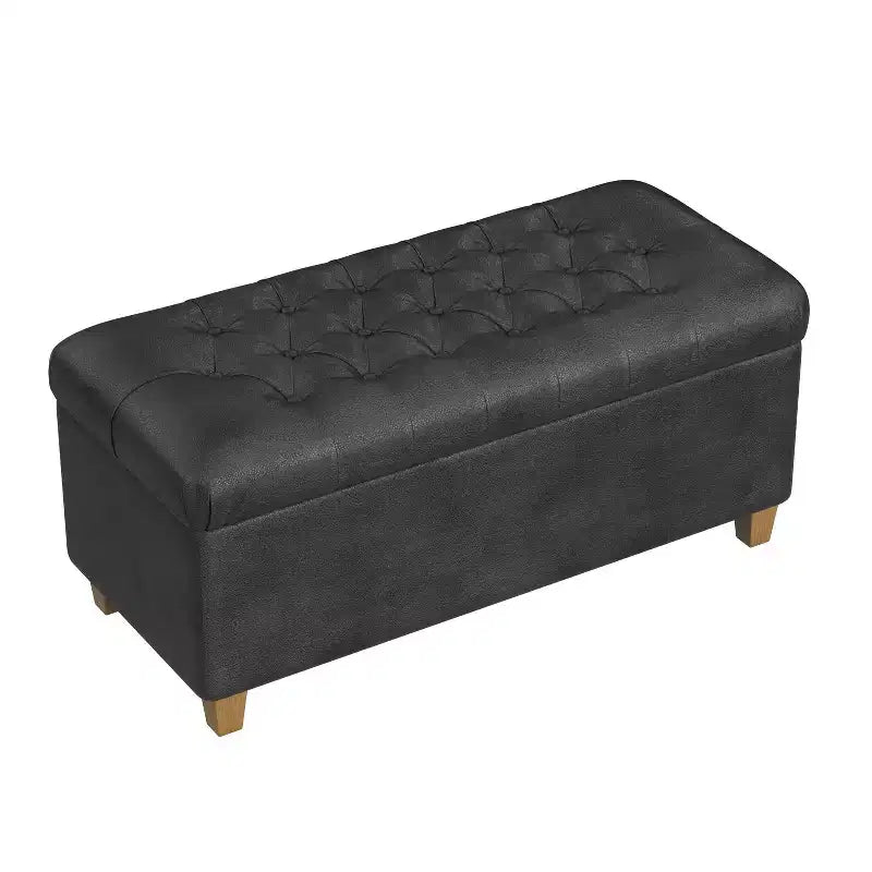 Ainsley Button Tufted Storage Bench Faux Leather - HomePop
