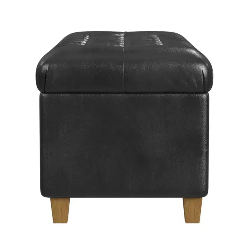 Ainsley Button Tufted Storage Bench Faux Leather - HomePop