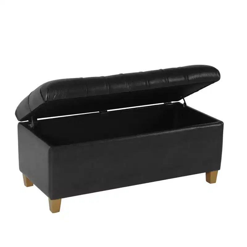 Ainsley Button Tufted Storage Bench Faux Leather - HomePop