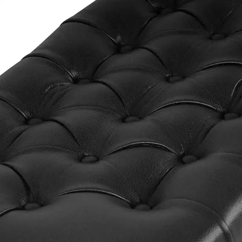 Ainsley Button Tufted Storage Bench Faux Leather - HomePop
