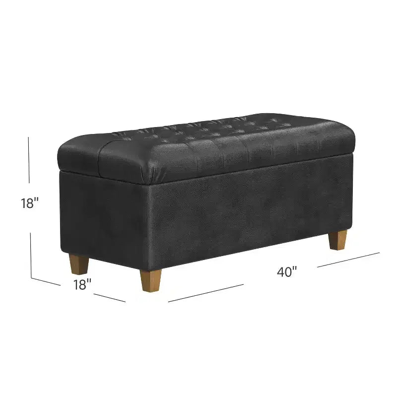 Ainsley Button Tufted Storage Bench Faux Leather - HomePop