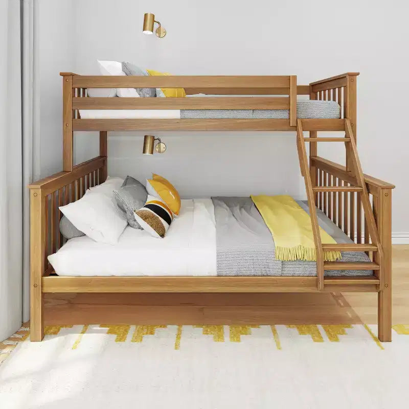 Lit superposé Max & Lily en bois massif, jumeau XL sur grand, pour enfants