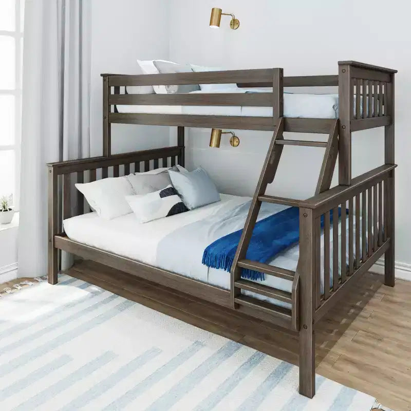 Lit superposé Max & Lily en bois massif, jumeau XL sur grand, pour enfants