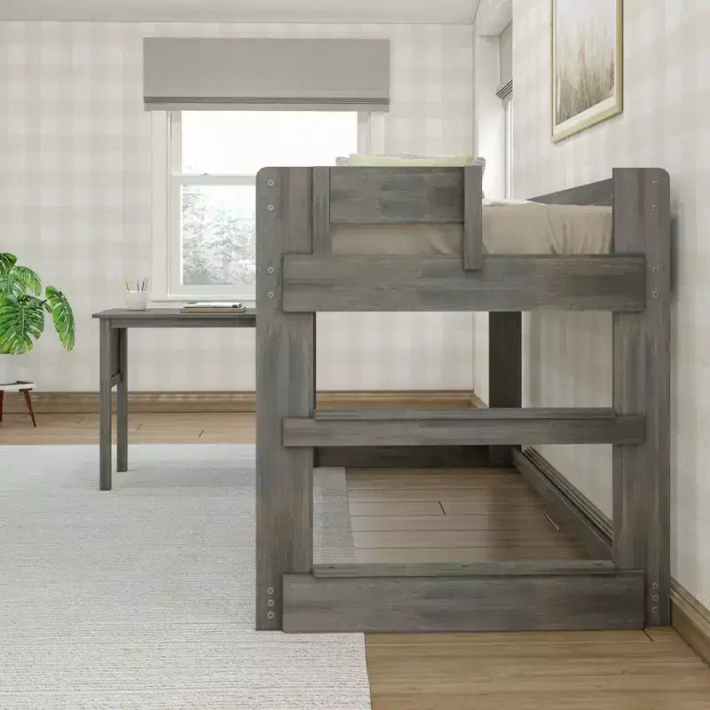 Max & Lily Solid Wood Loft Bed with Desk, Modern Farmhouse High Twin Loft Bed For Kids