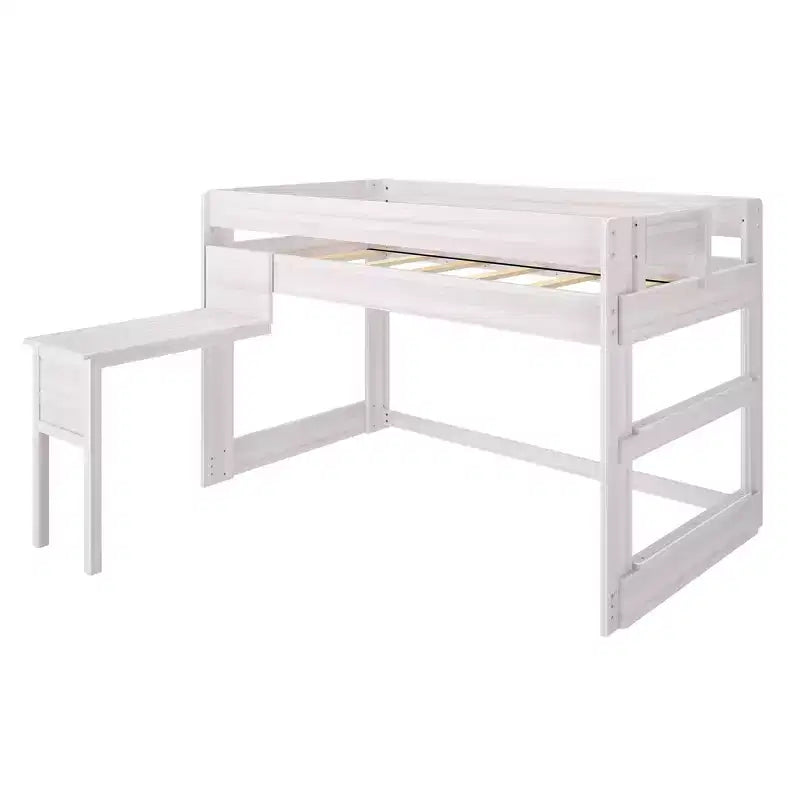 Max & Lily Solid Wood Loft Bed with Desk, Modern Farmhouse High Twin Loft Bed For Kids