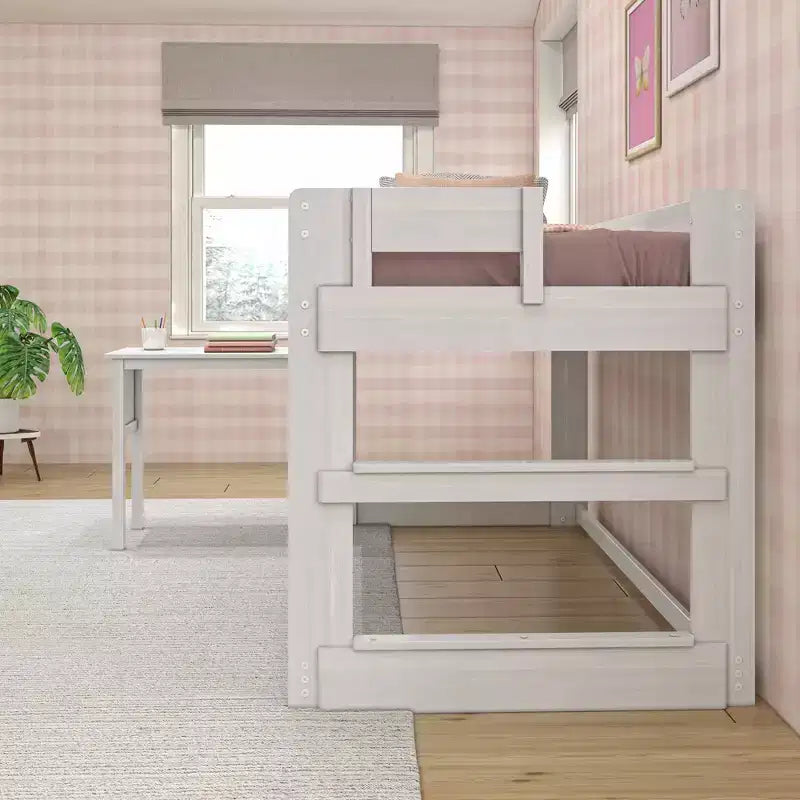 Max & Lily Solid Wood Loft Bed with Desk, Modern Farmhouse High Twin Loft Bed For Kids