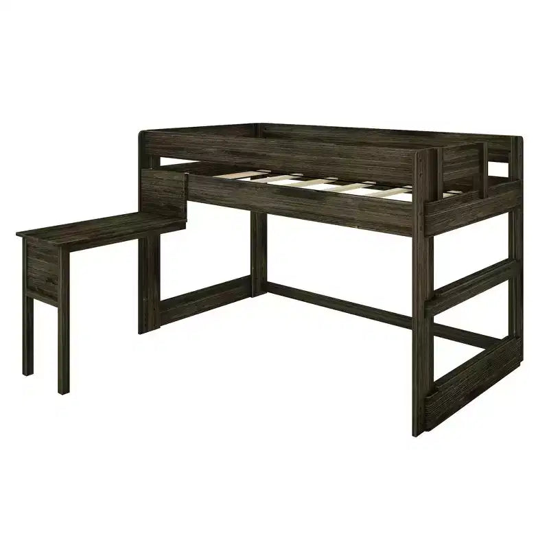 Max & Lily Solid Wood Loft Bed with Desk, Modern Farmhouse High Twin Loft Bed For Kids