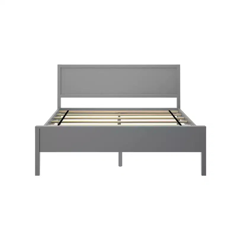 Max & Lily Queen Bed Frame, Solid Wood Classic Platform Bed with Panel Headboard for Kids