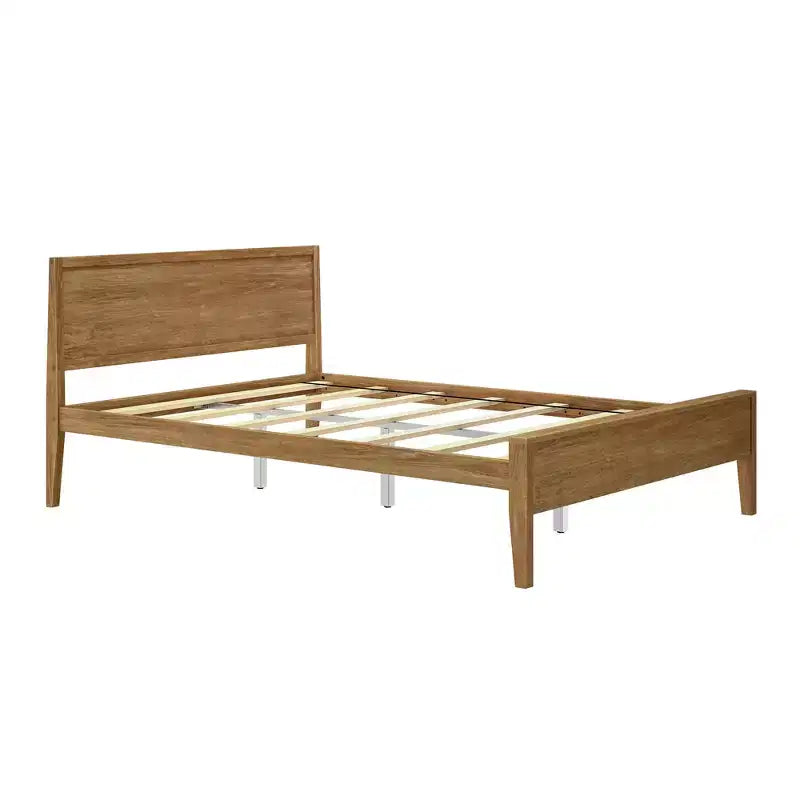 Max & Lily Queen Bed Frame, Solid Wood Classic Platform Bed with Panel Headboard for Kids