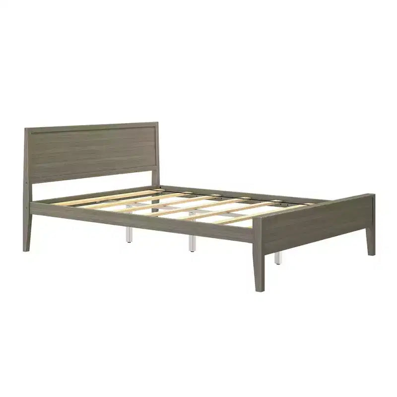 Max & Lily Queen Bed Frame, Solid Wood Classic Platform Bed with Panel Headboard for Kids