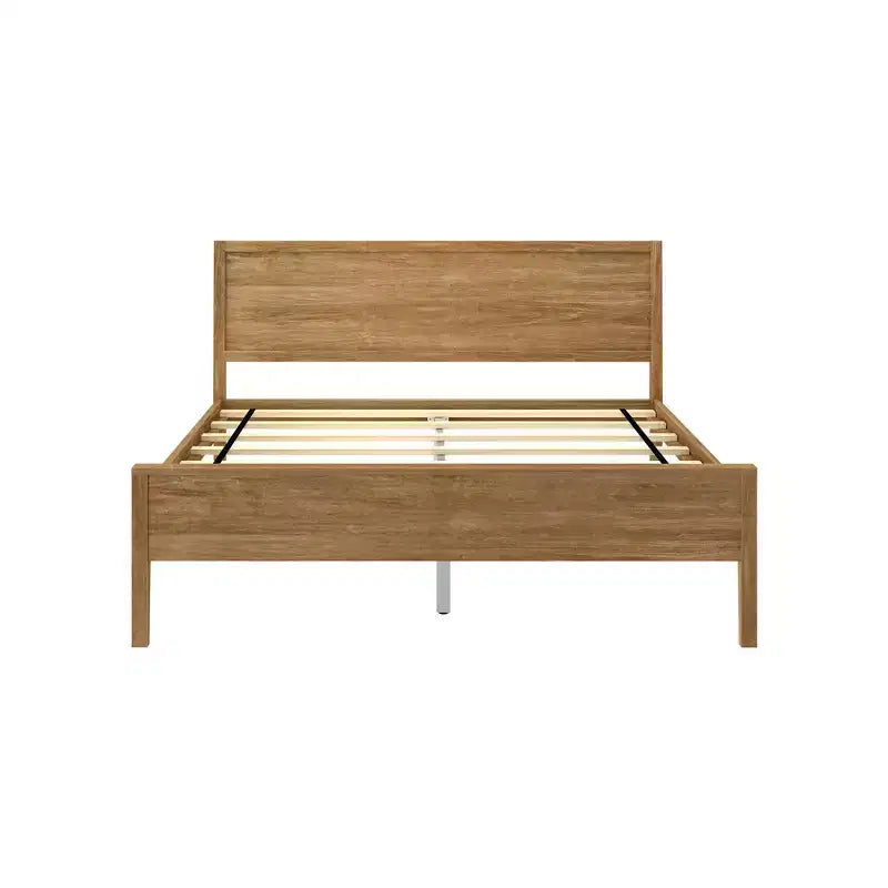 Max & Lily Queen Bed Frame, Solid Wood Classic Platform Bed with Panel Headboard for Kids