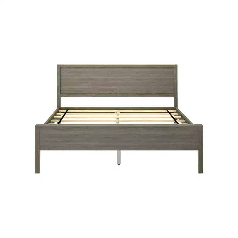 Max & Lily Queen Bed Frame, Solid Wood Classic Platform Bed with Panel Headboard for Kids