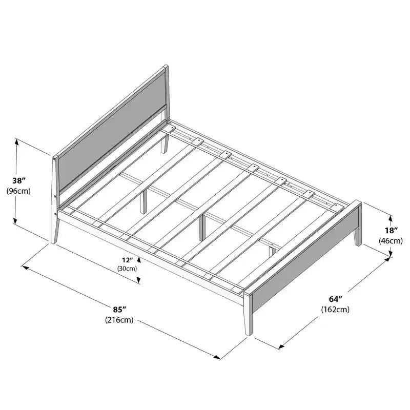 Max & Lily Queen Bed Frame, Solid Wood Classic Platform Bed with Panel Headboard for Kids