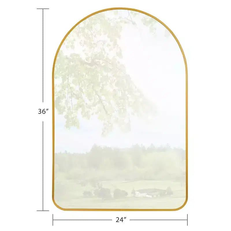 Dovelina Simple Modern Rectangle With Rounded Top Decorative Wall Mirror