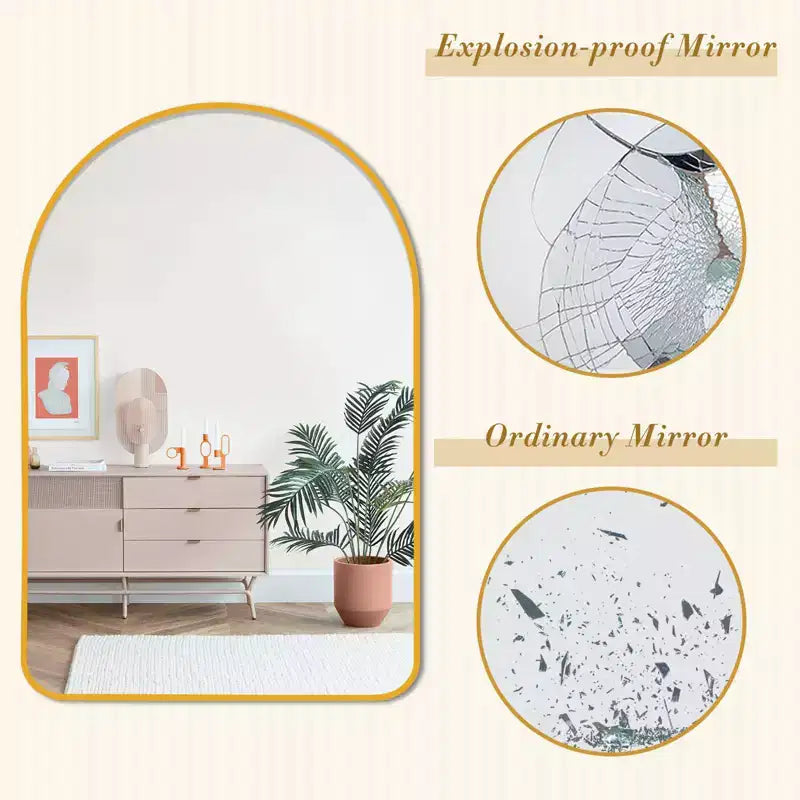 Dovelina Simple Modern Rectangle With Rounded Top Decorative Wall Mirror