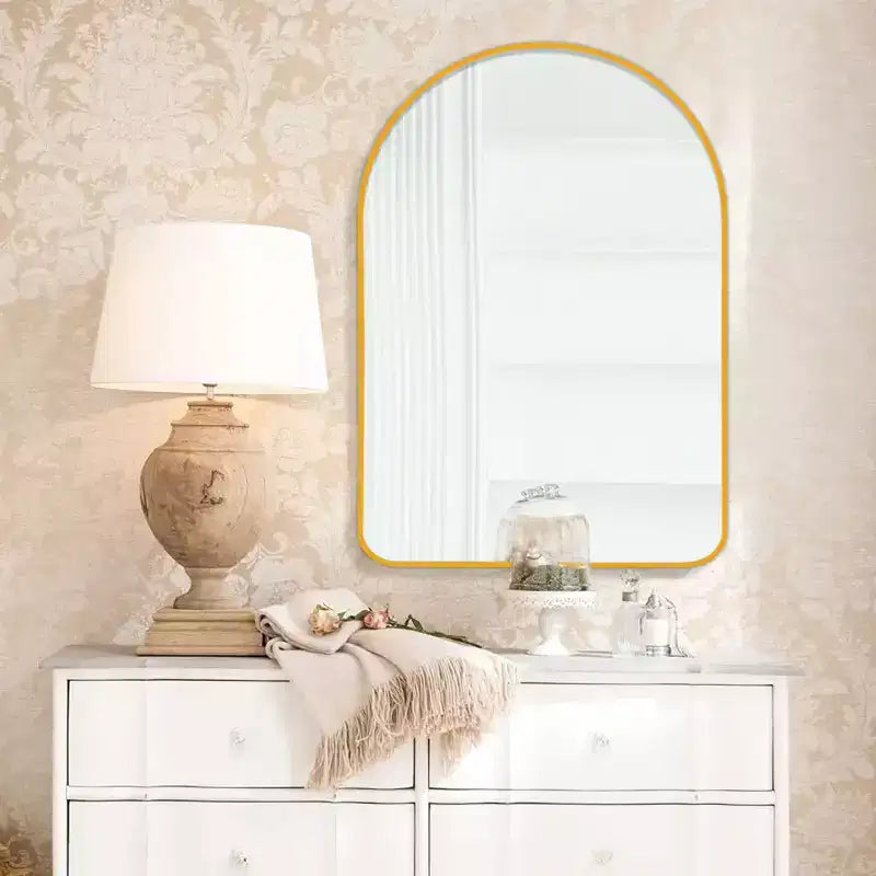 Dovelina Simple Modern Rectangle With Rounded Top Decorative Wall Mirror