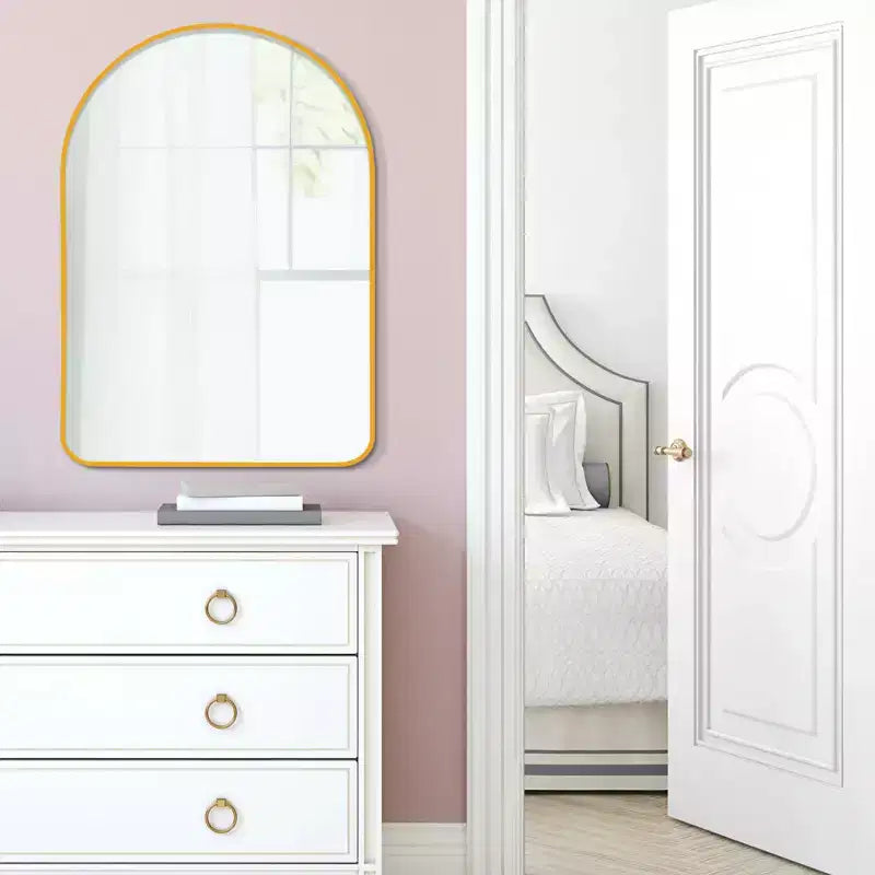 Dovelina Simple Modern Rectangle With Rounded Top Decorative Wall Mirror
