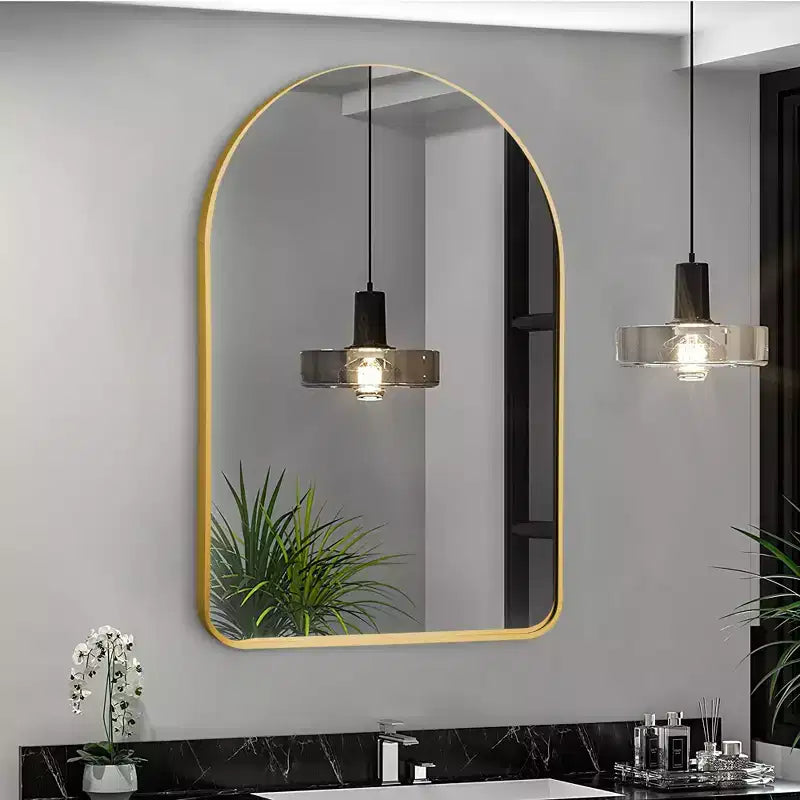 Dovelina Simple Modern Rectangle With Rounded Top Decorative Wall Mirror
