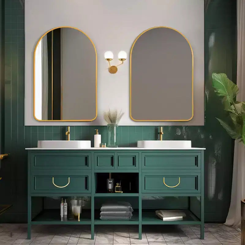 Dovelina Simple Modern Rectangle With Rounded Top Decorative Wall Mirror