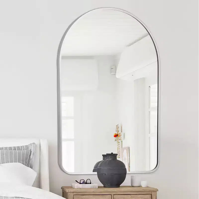 Dovelina Simple Modern Rectangle With Rounded Top Decorative Wall Mirror