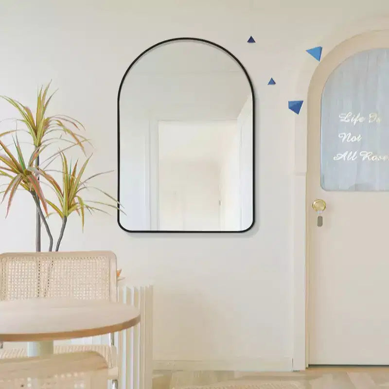 Dovelina Simple Modern Rectangle With Rounded Top Decorative Wall Mirror