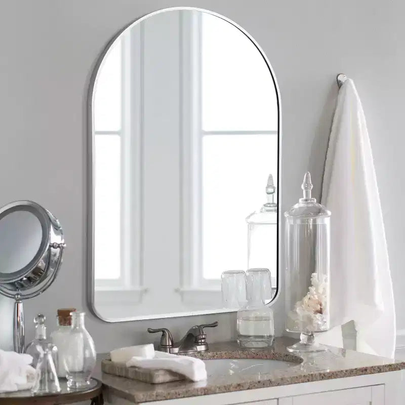 Dovelina Simple Modern Rectangle With Rounded Top Decorative Wall Mirror