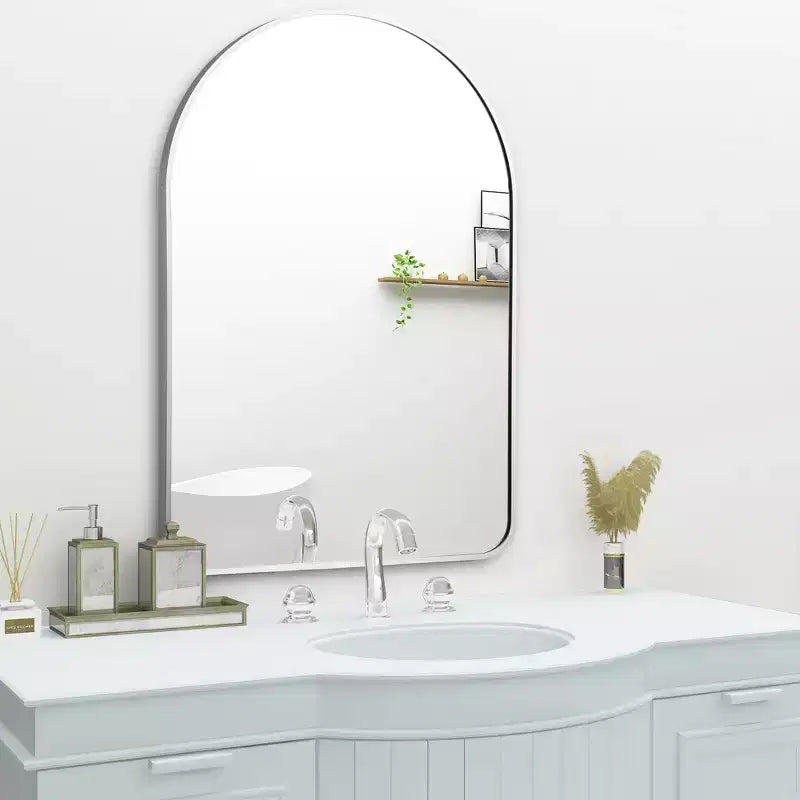 Dovelina Simple Modern Rectangle With Rounded Top Decorative Wall Mirror