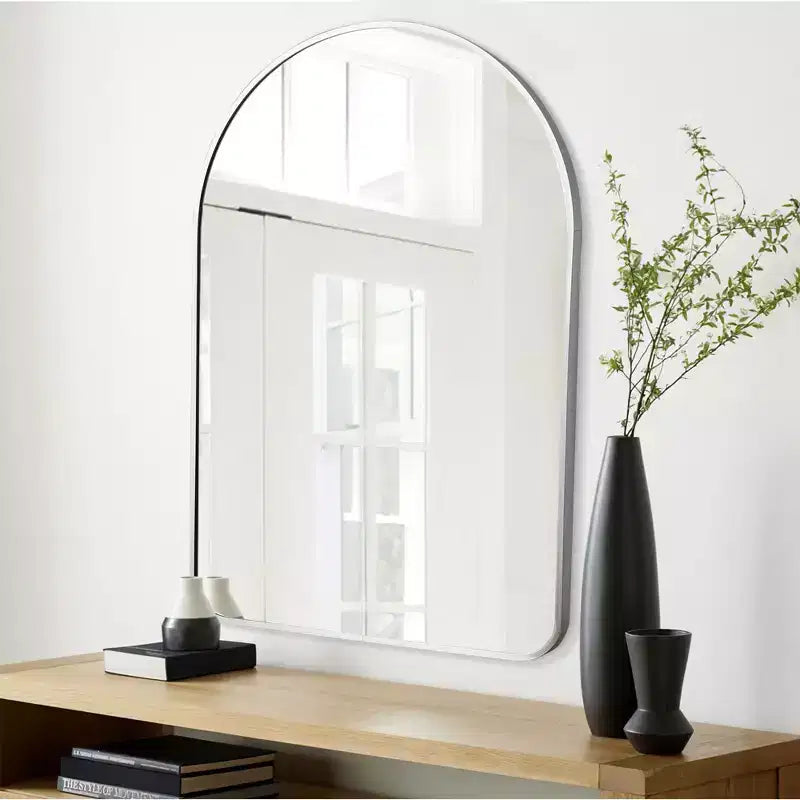 Dovelina Simple Modern Rectangle With Rounded Top Decorative Wall Mirror