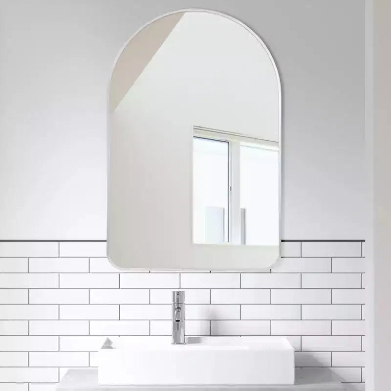 Dovelina Simple Modern Rectangle With Rounded Top Decorative Wall Mirror