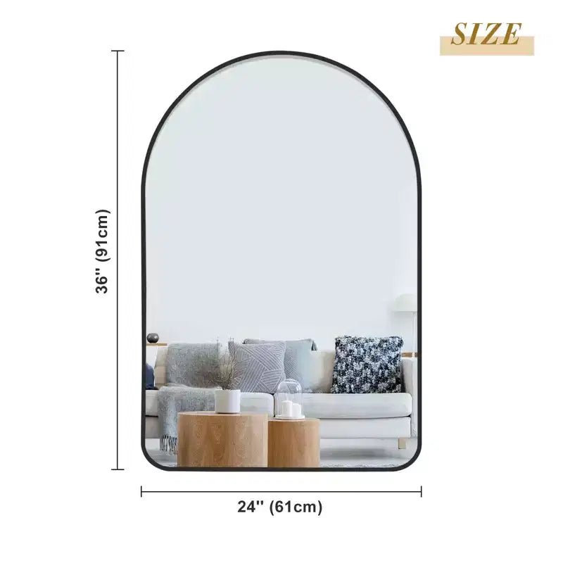 Dovelina Simple Modern Rectangle With Rounded Top Decorative Wall Mirror
