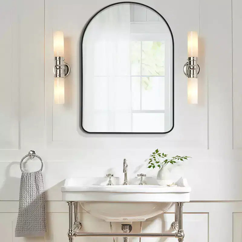 Dovelina Simple Modern Rectangle With Rounded Top Decorative Wall Mirror